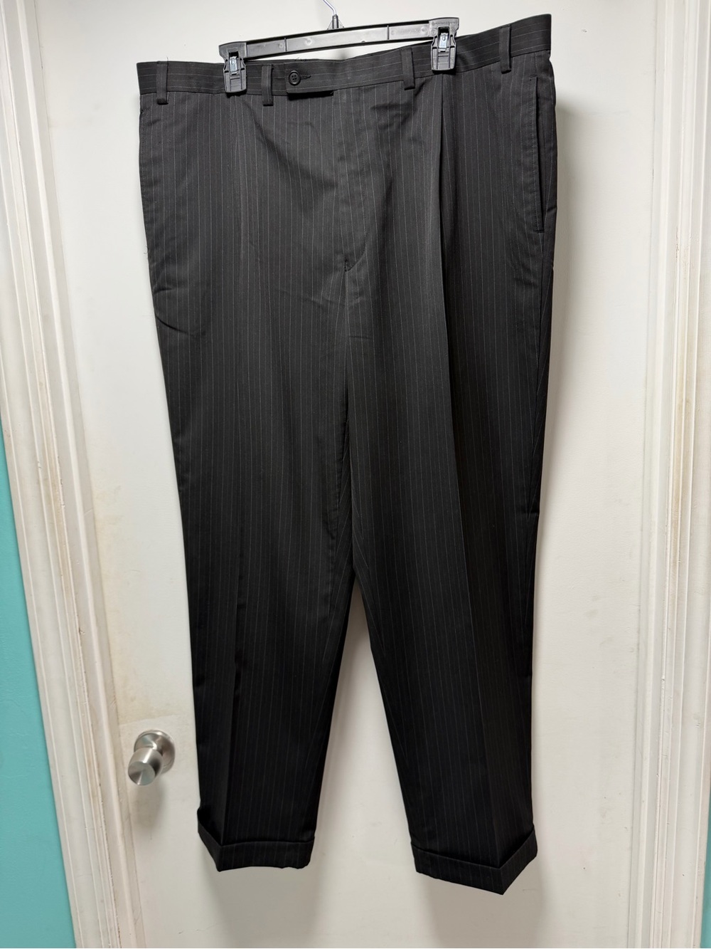 Van Heusen Black Dress Pants with Subtle Pinstripe